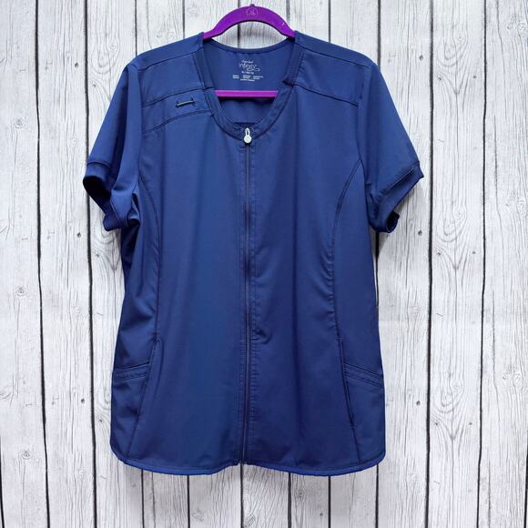 Cherokee Infinity Legacy Zip Front V-Neck Scrub Top Navy Size X Large - Picture 1 of 3